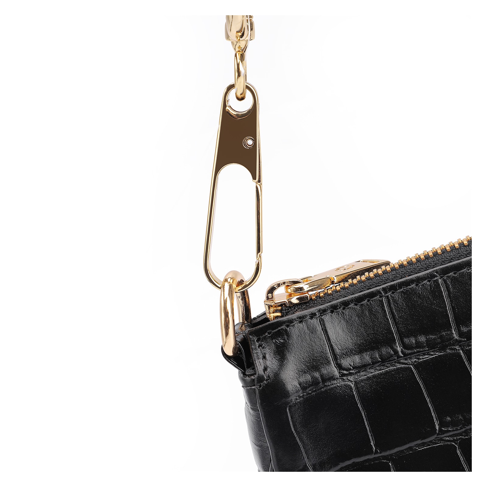 Bolsa De Ombro Couro Croco Preto