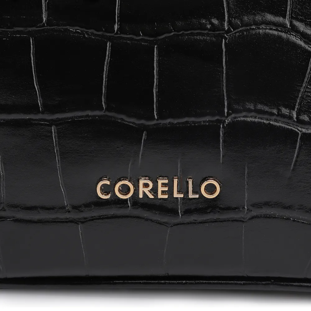 Bolsa De Ombro Couro Croco Preto - imagem 7