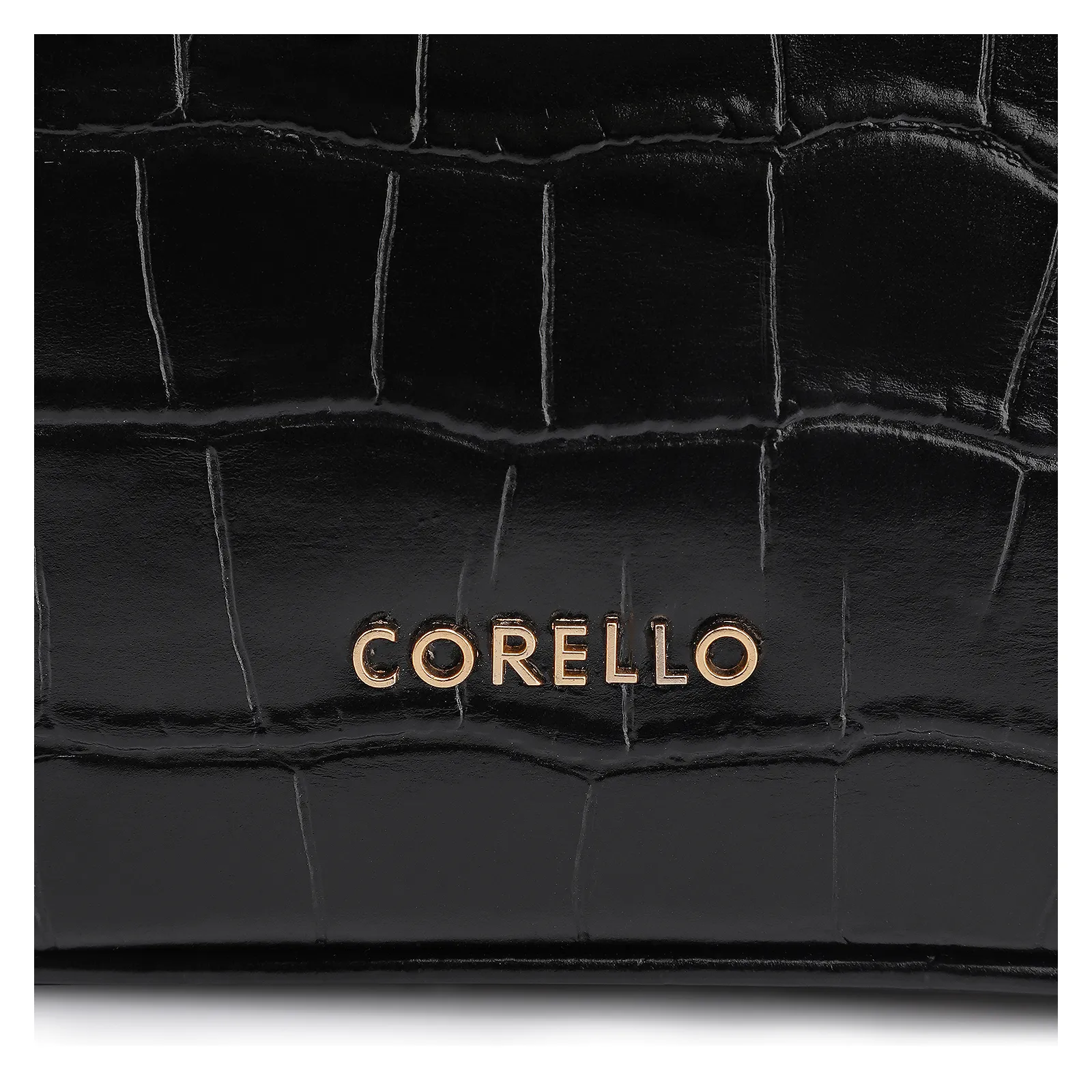 Bolsa De Ombro Couro Croco Preto