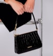 Bolsa De Ombro Couro Croco Preto - imagem 2