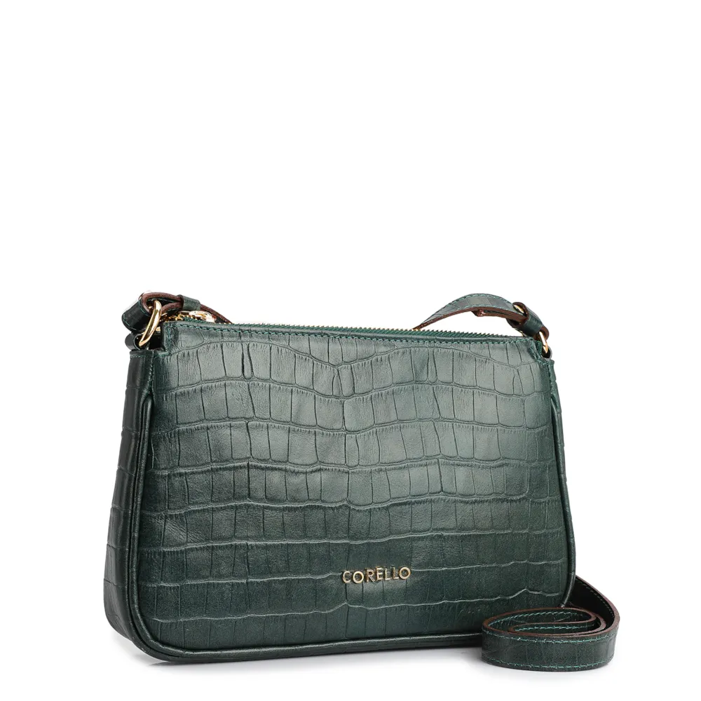 Bolsa De Ombro Couro Croco Verde - imagem 2
