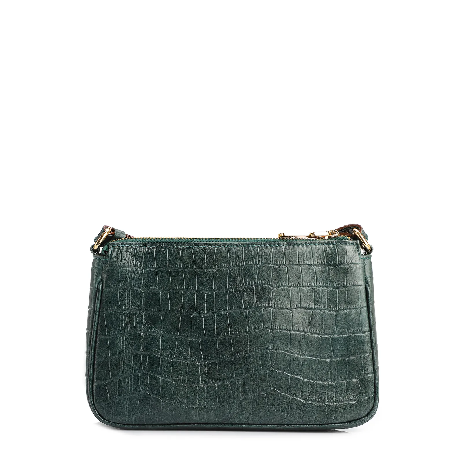 Bolsa De Ombro Couro Croco Verde