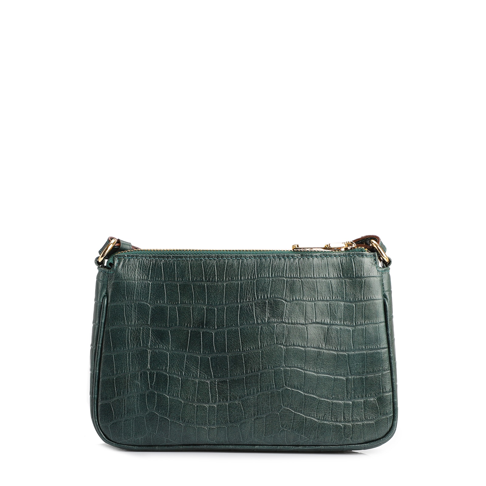 Bolsa De Ombro Couro Croco Verde