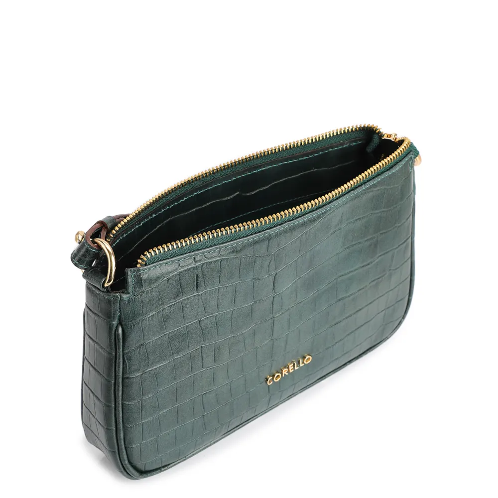 Bolsa De Ombro Couro Croco Verde - imagem 4