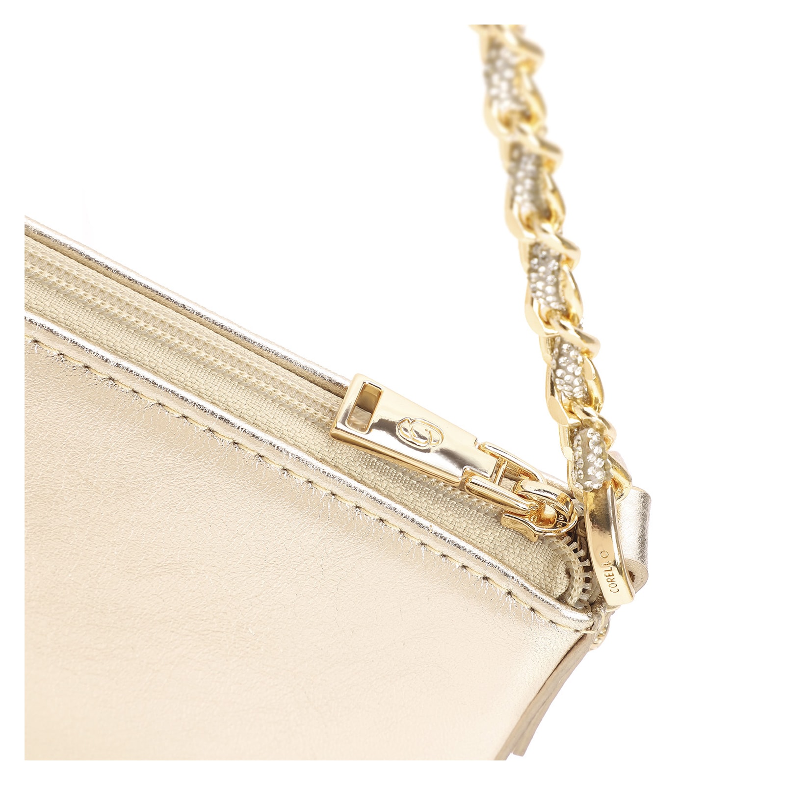 Bolsa De Ombro Couro Dourado