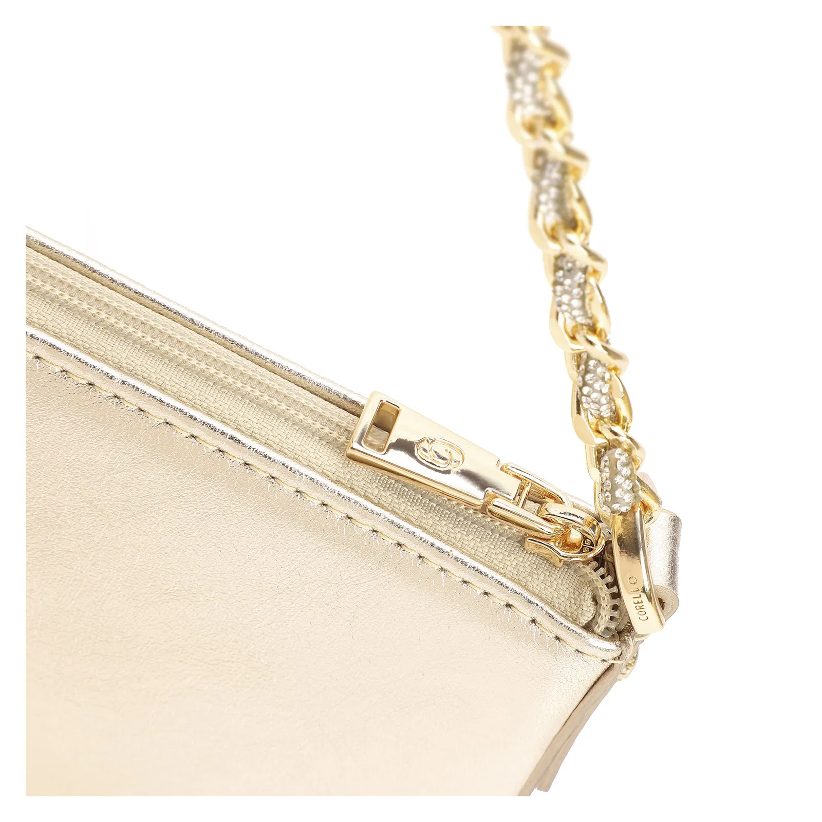 Bolsa De Ombro Couro Dourado