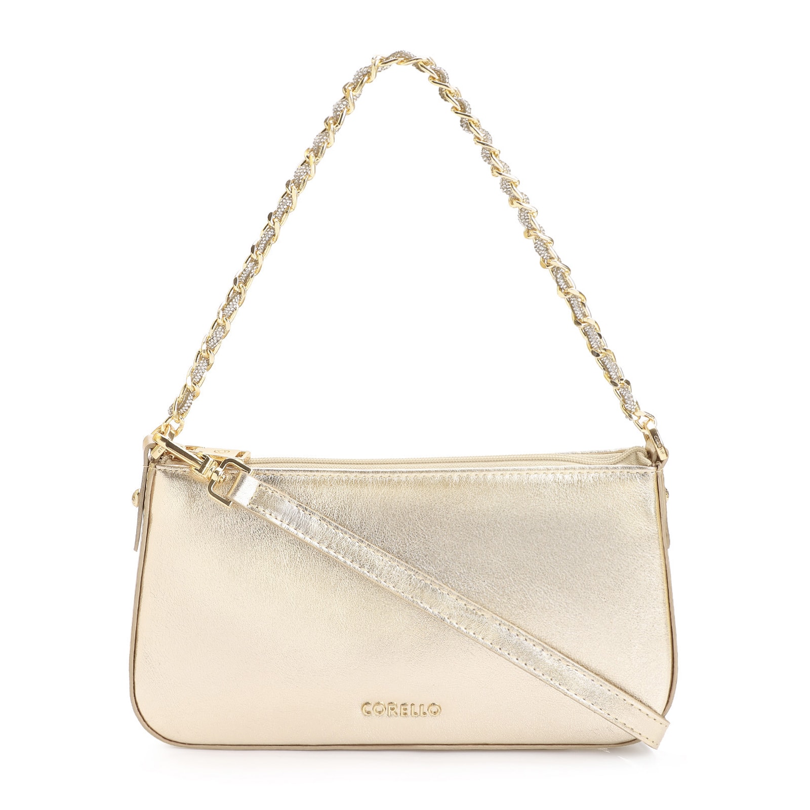 Bolsa De Ombro Couro Dourado