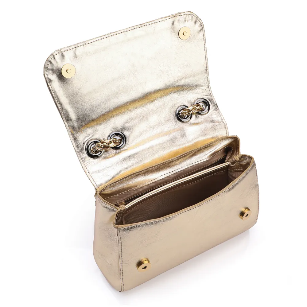 Bolsa De Ombro Couro Dourado - imagem 4