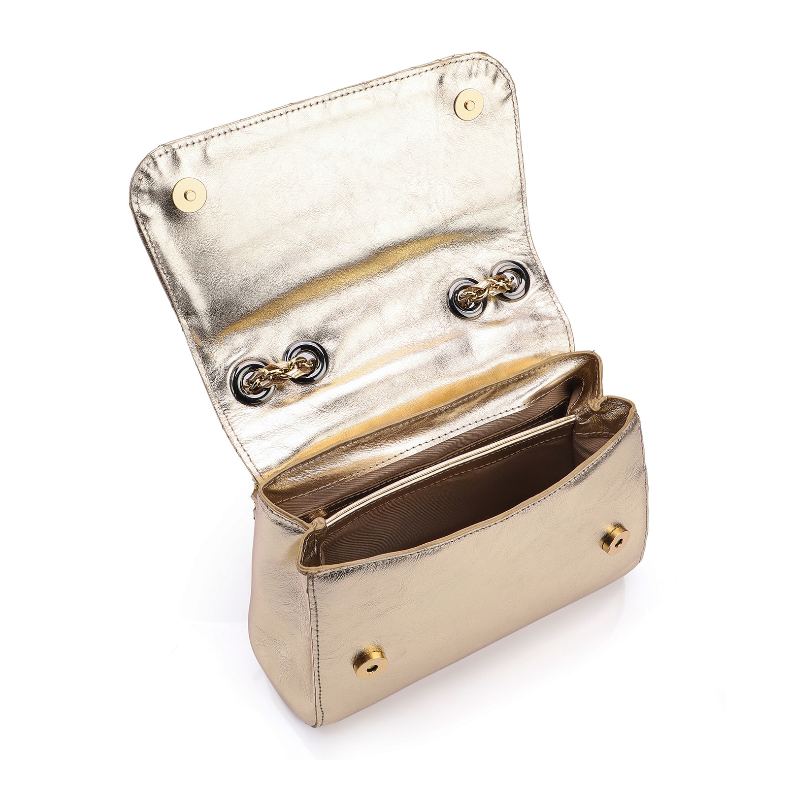 Bolsa De Ombro Couro Dourado