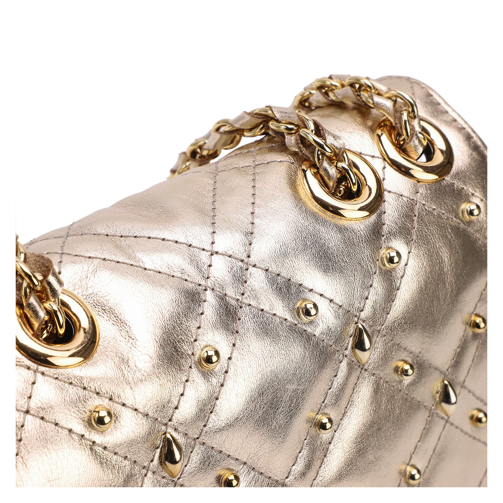 Bolsa De Ombro Couro Dourado
