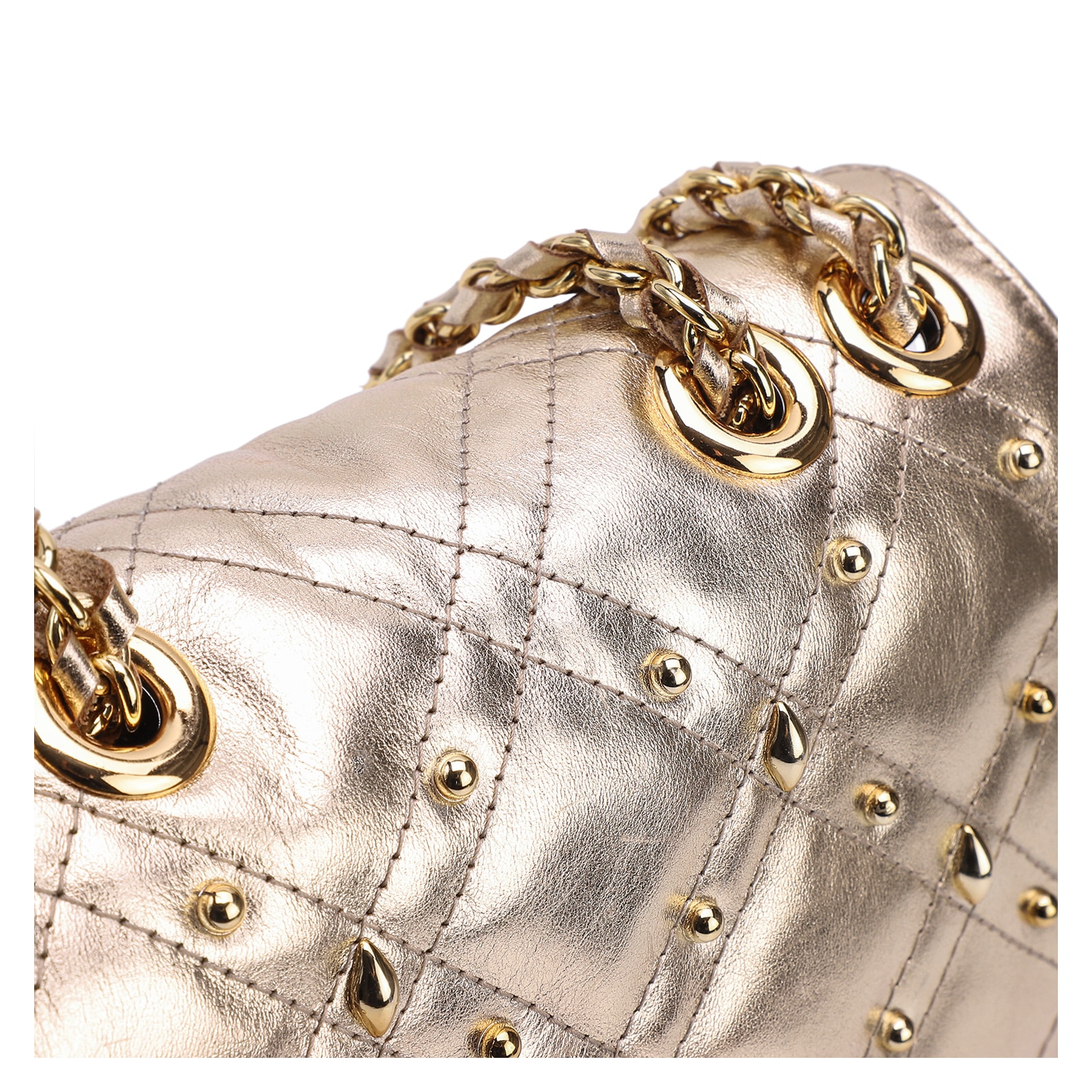 Bolsa De Ombro Couro Dourado