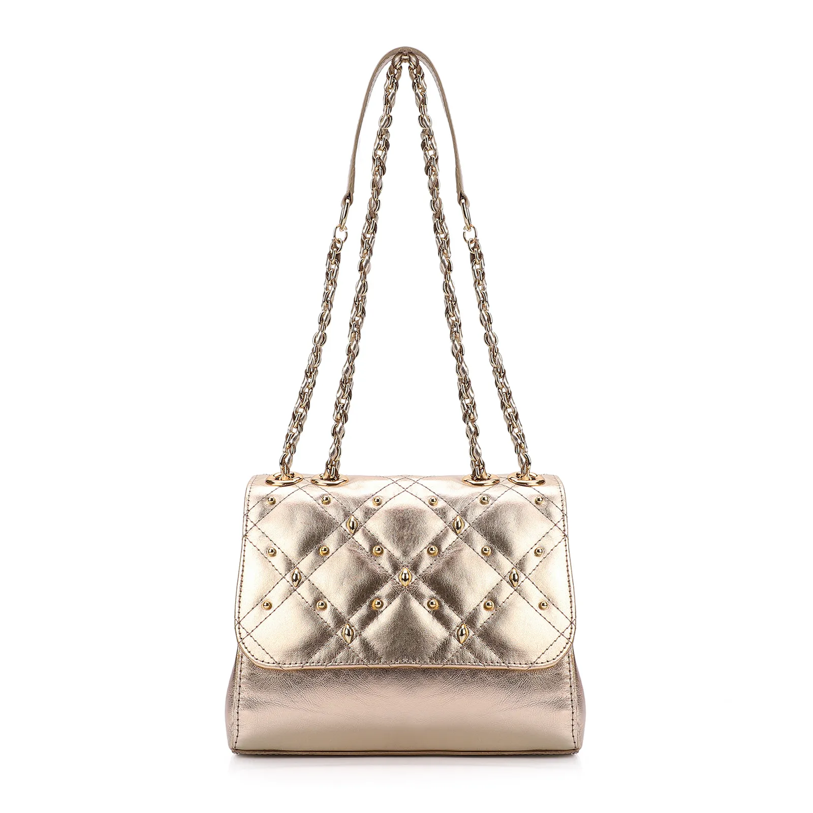 Bolsa De Ombro Couro Dourado