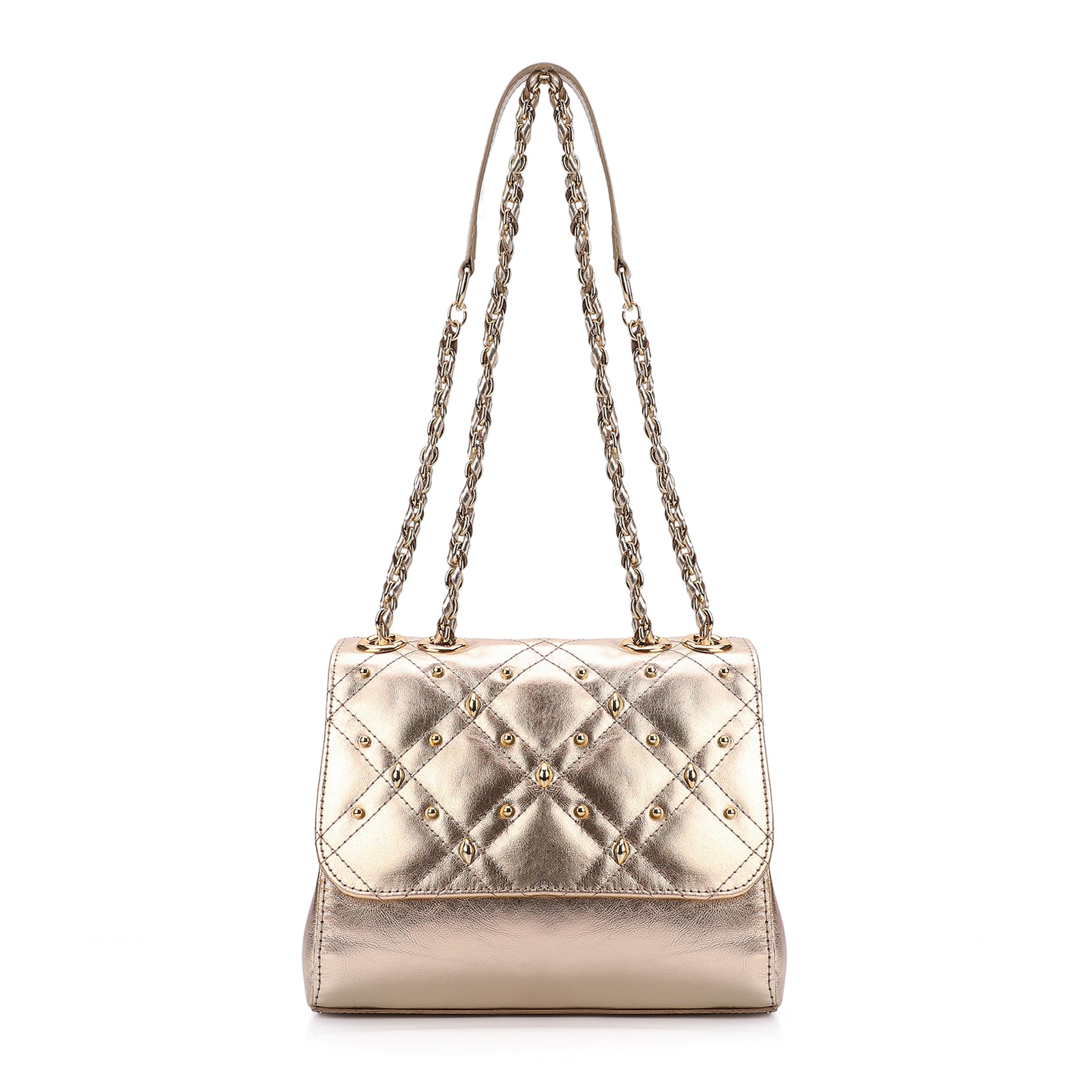 Bolsa De Ombro Couro Dourado