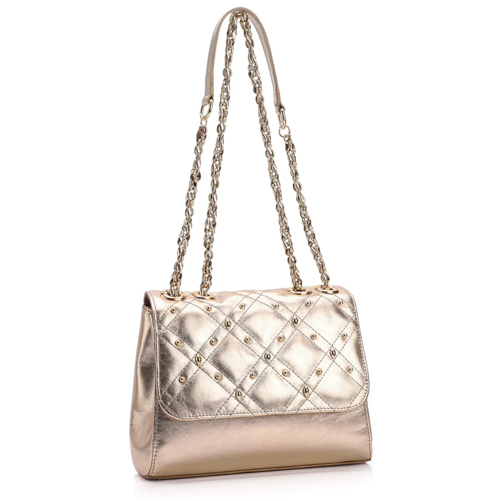 Bolsa De Ombro Couro Dourado - imagem 2