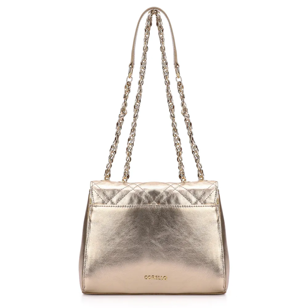 Bolsa De Ombro Couro Dourado - imagem 3