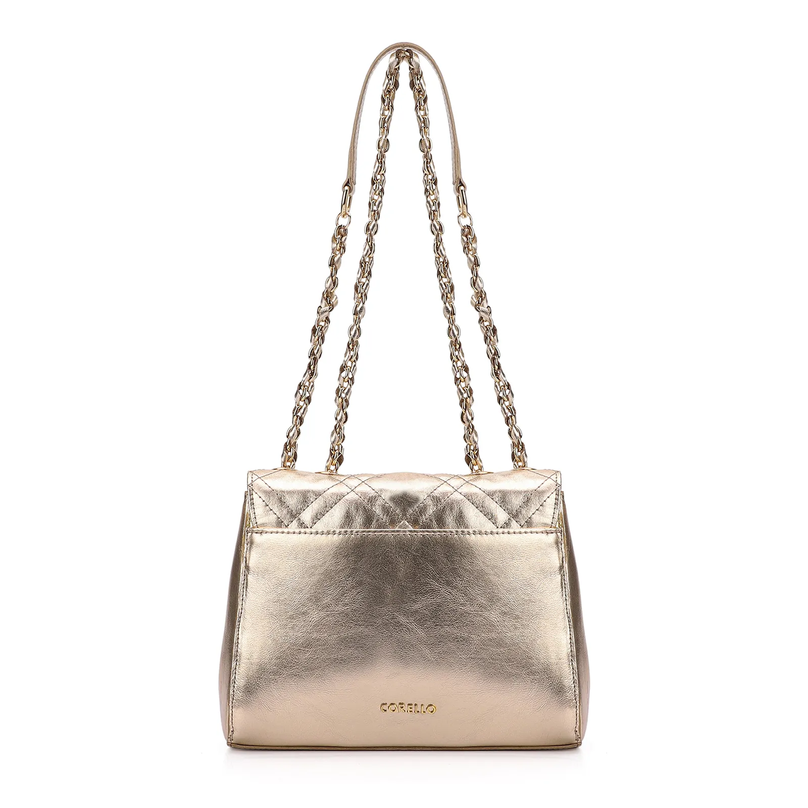 Bolsa De Ombro Couro Dourado