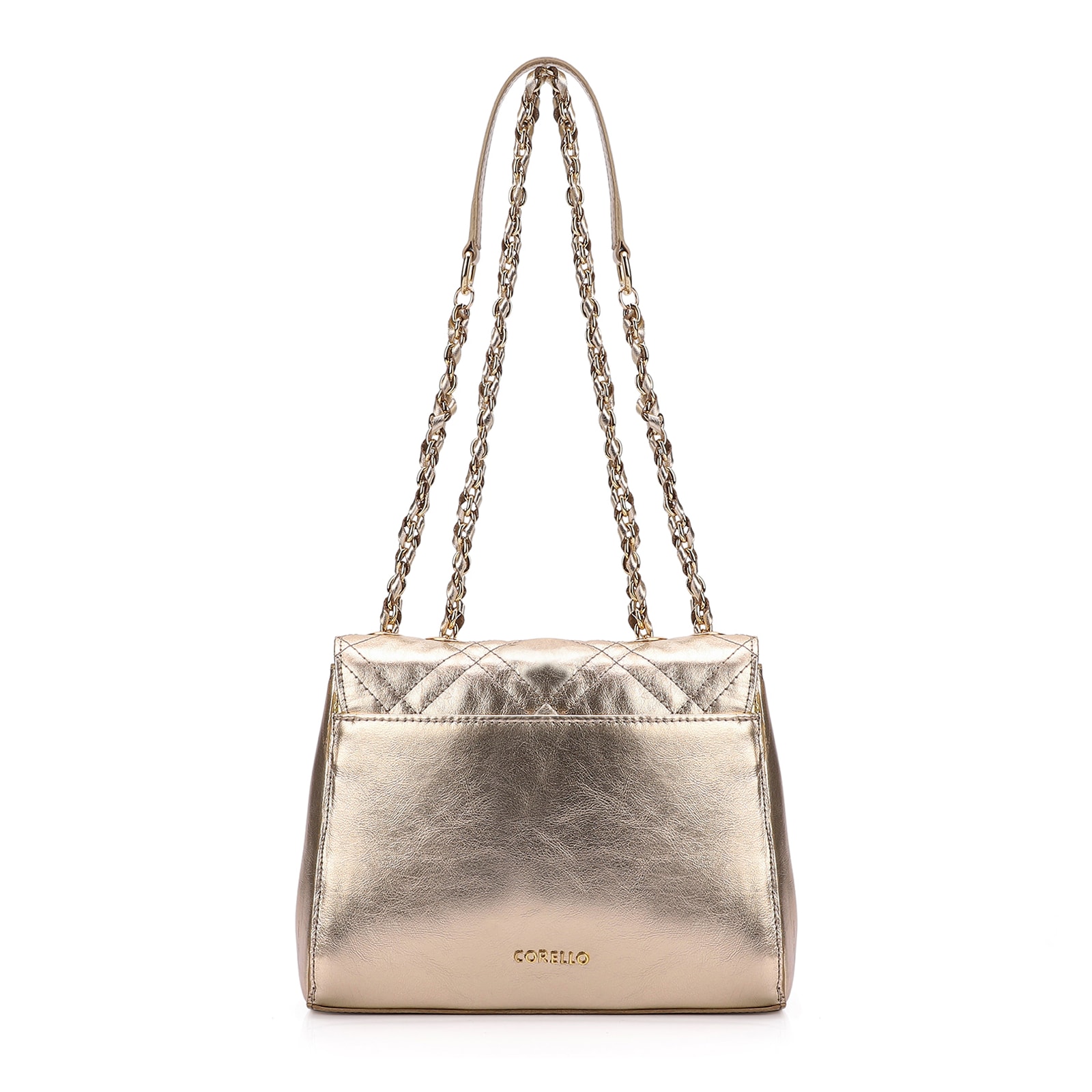 Bolsa De Ombro Couro Dourado