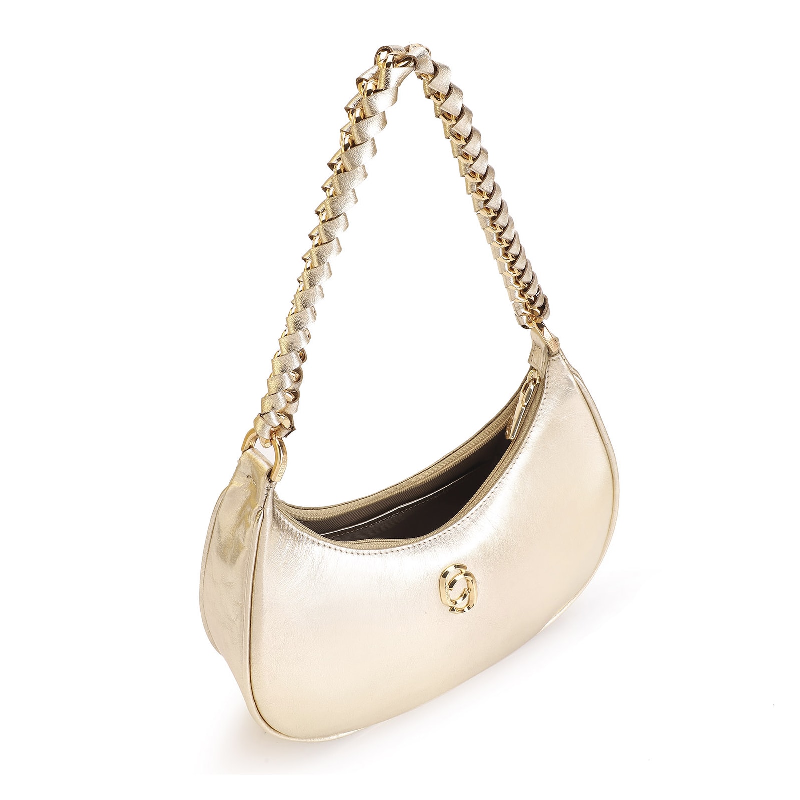 Bolsa De Ombro Couro Dourado