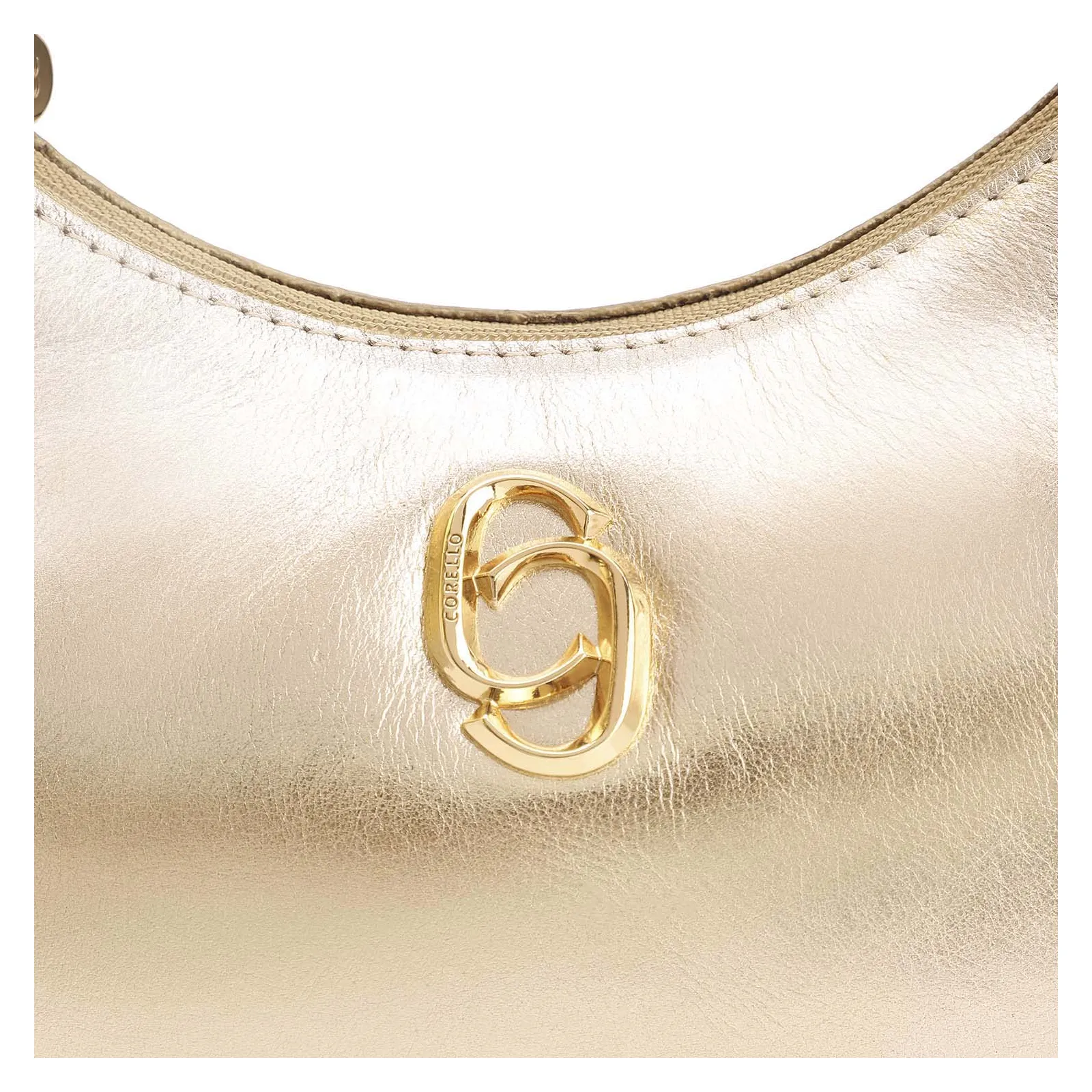 Bolsa De Ombro Couro Dourado