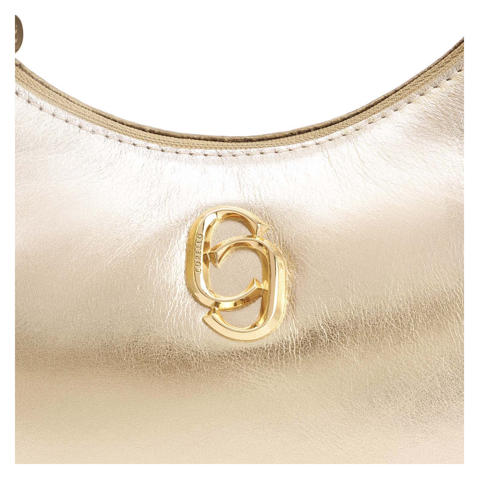 Bolsa De Ombro Couro Dourado