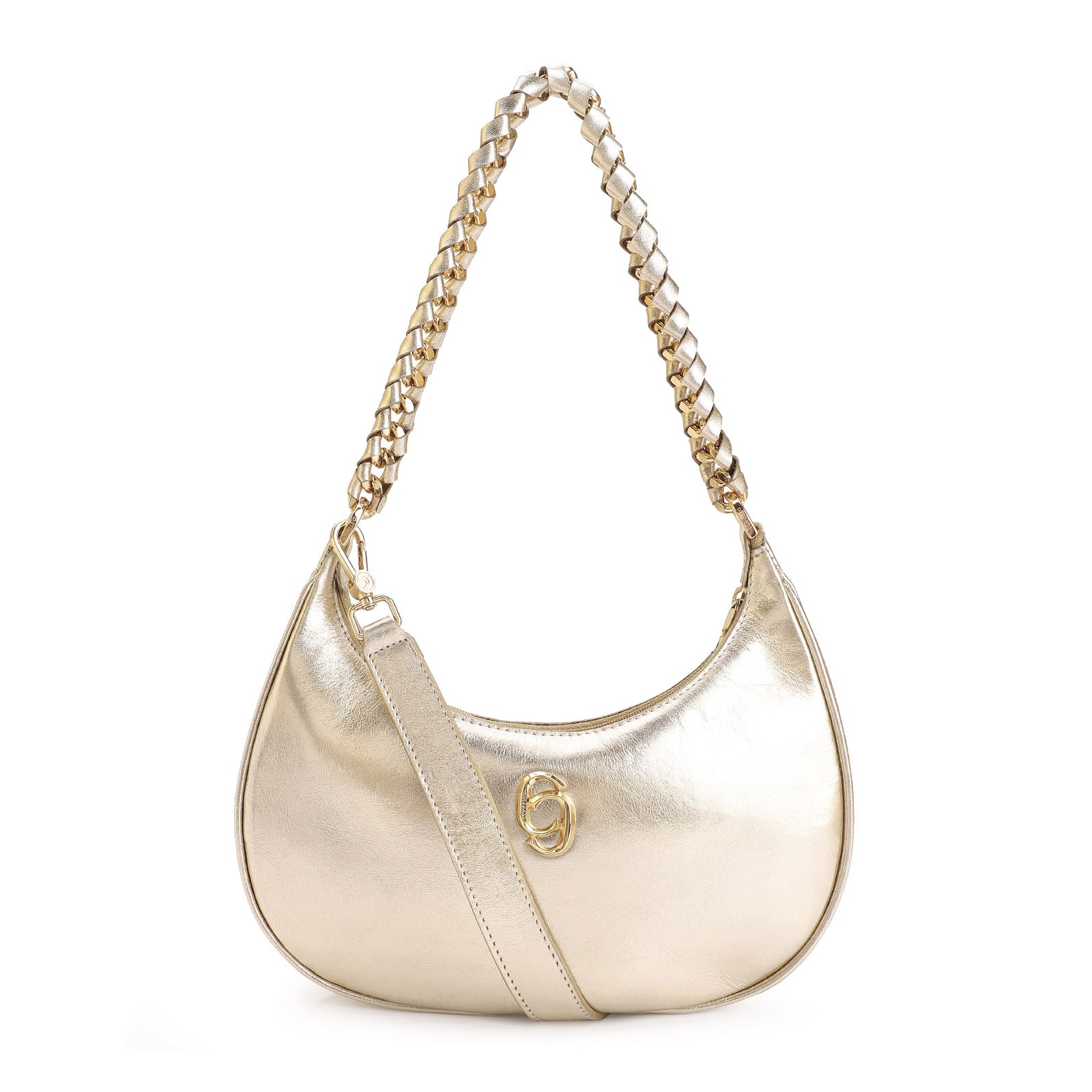 Bolsa De Ombro Couro Dourado