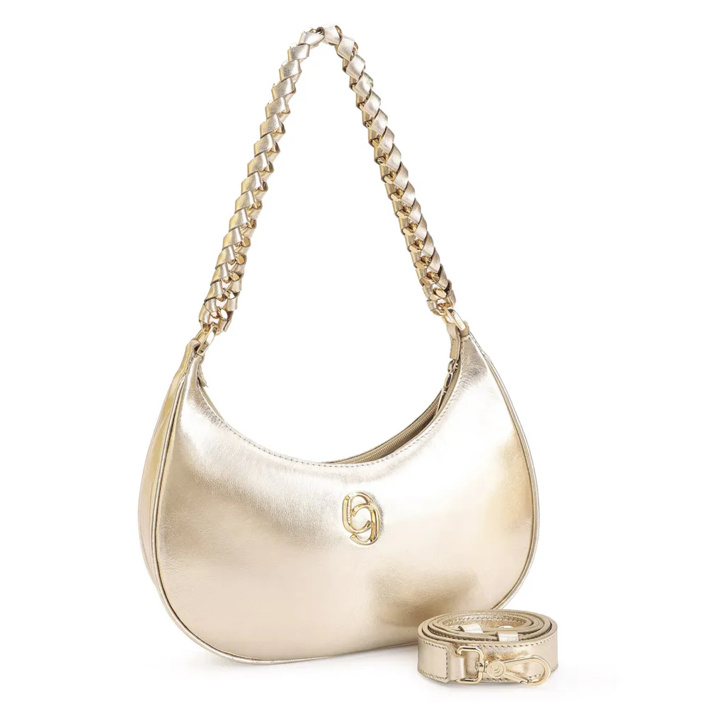 Bolsa De Ombro Couro Dourado - imagem 2
