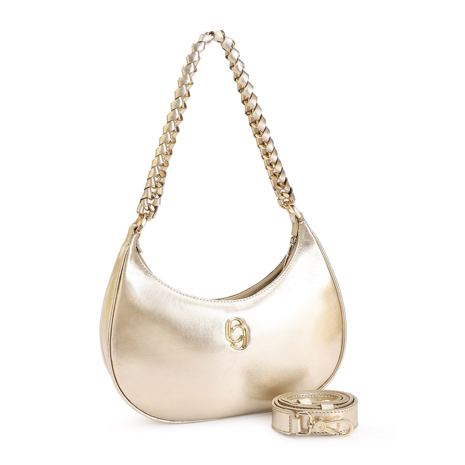 Bolsa De Ombro Couro Dourado