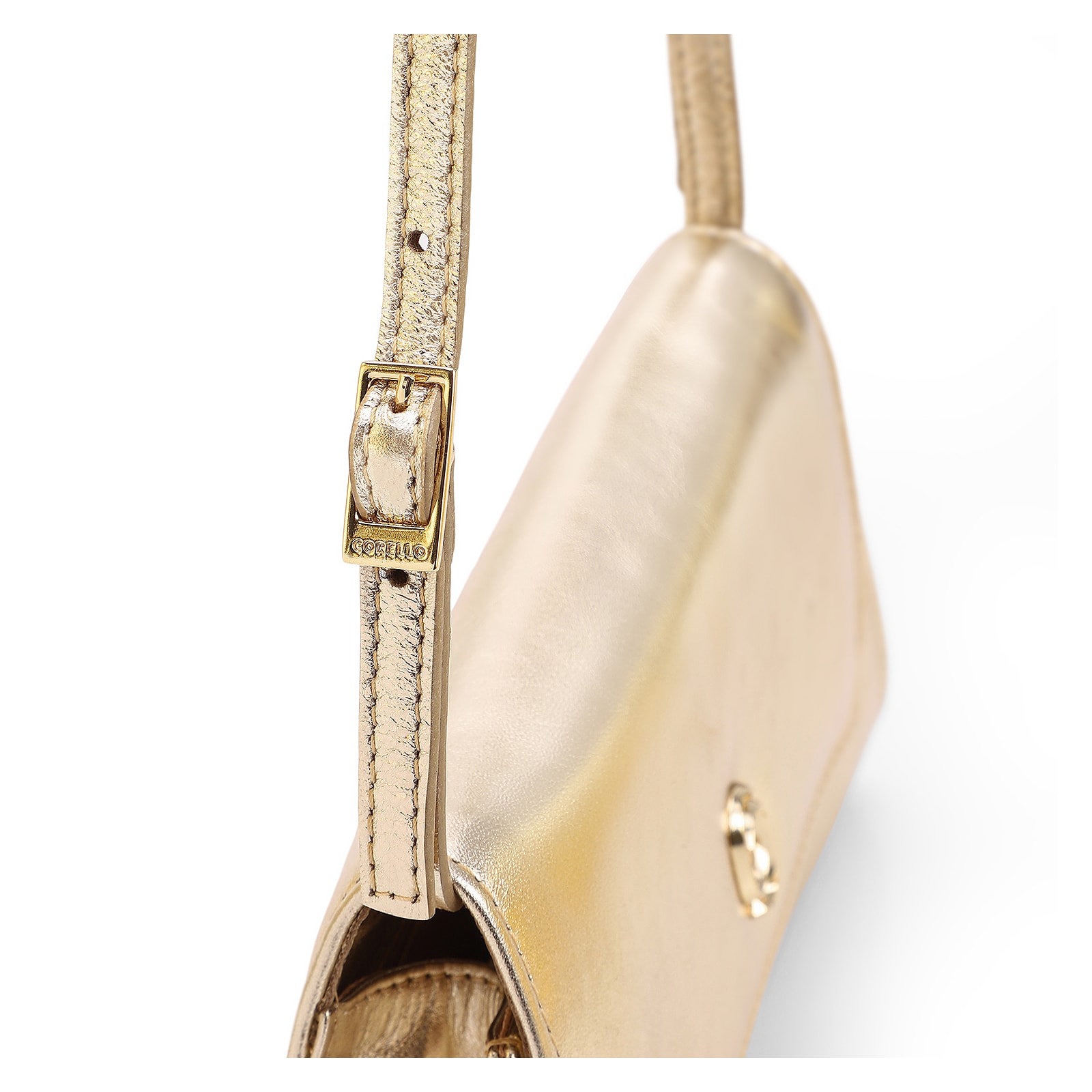 Bolsa De Ombro Couro Dourado