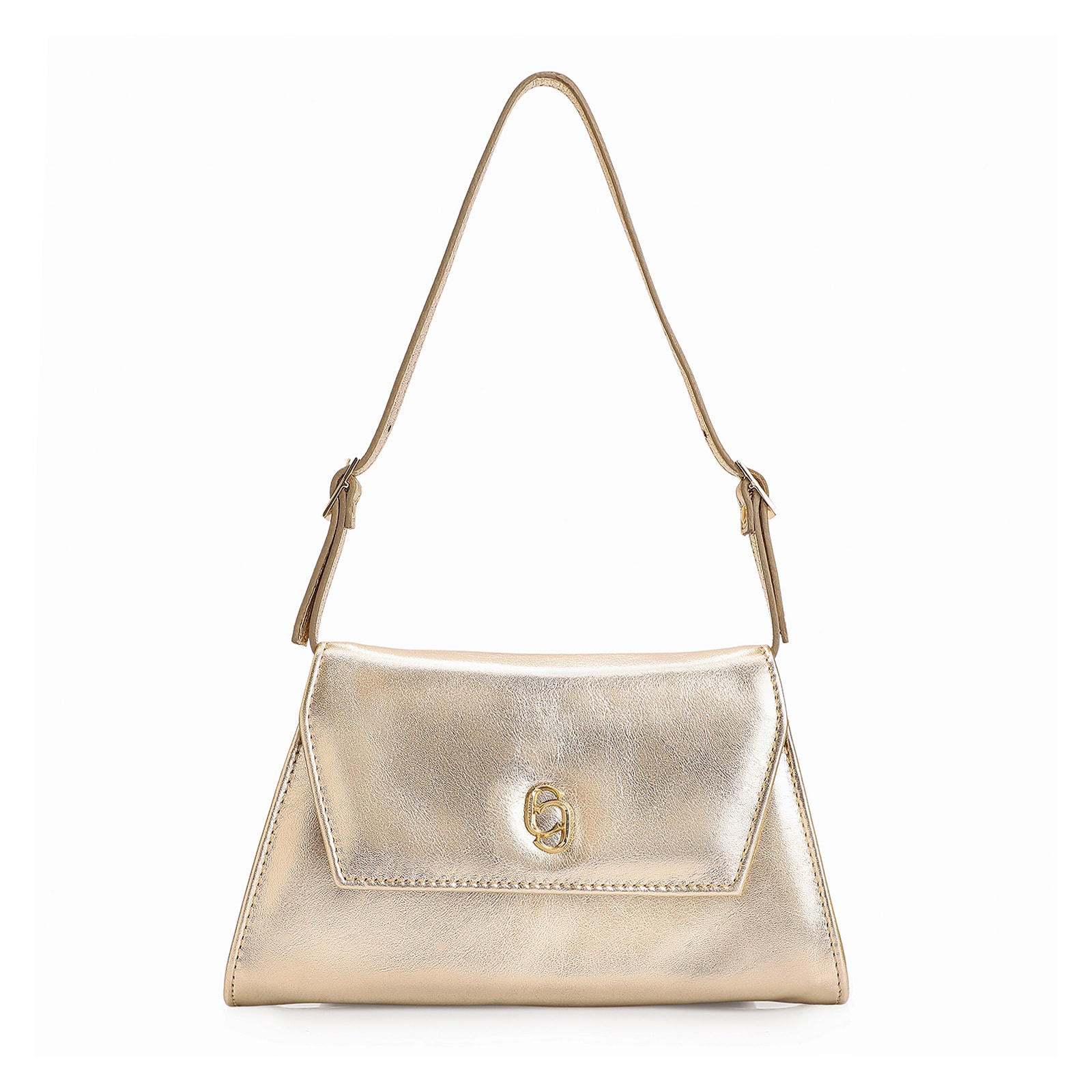 Bolsa De Ombro Couro Dourado