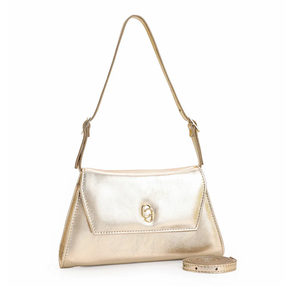 Bolsa De Ombro Couro Dourado - imagem 2