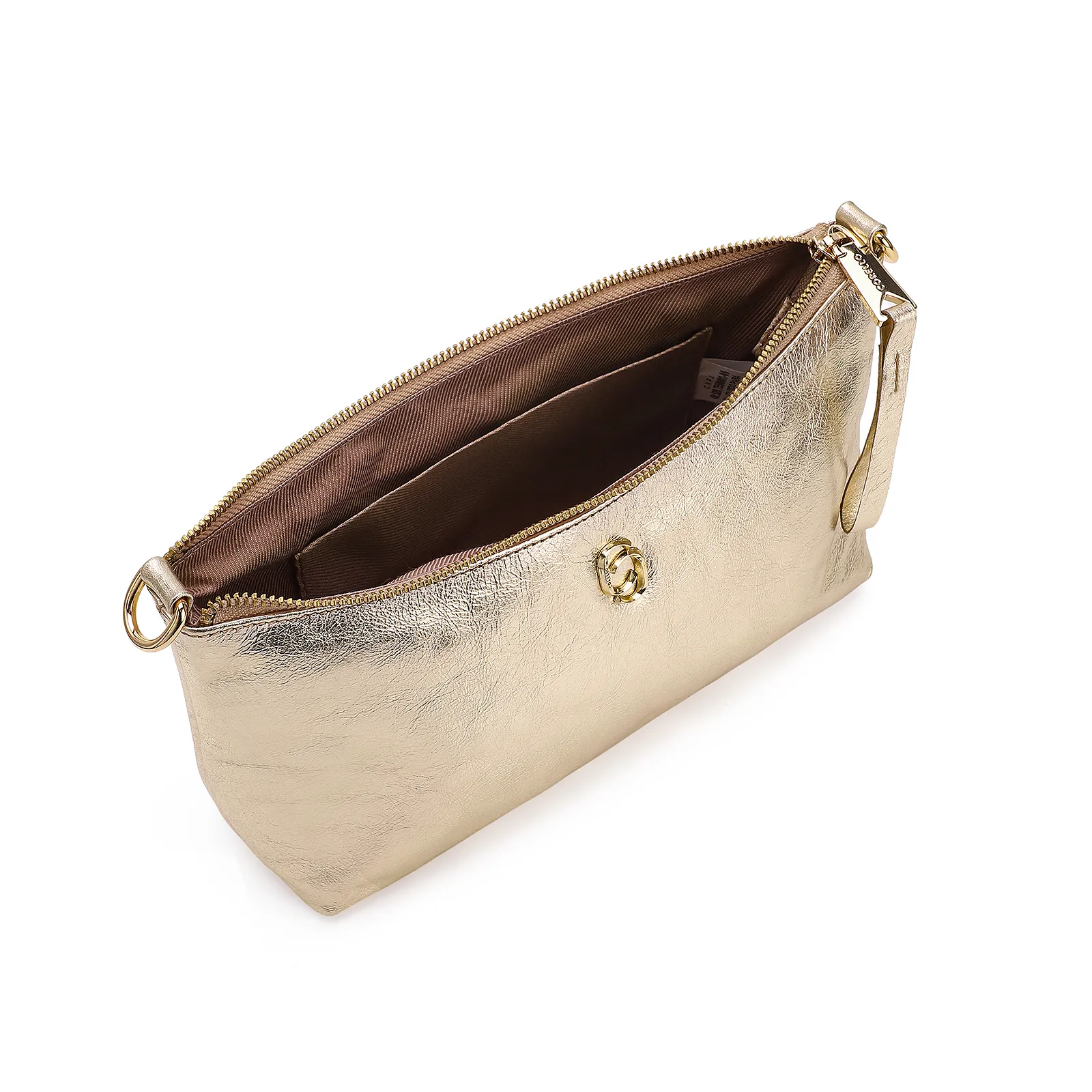 Bolsa De Ombro Couro Dourado