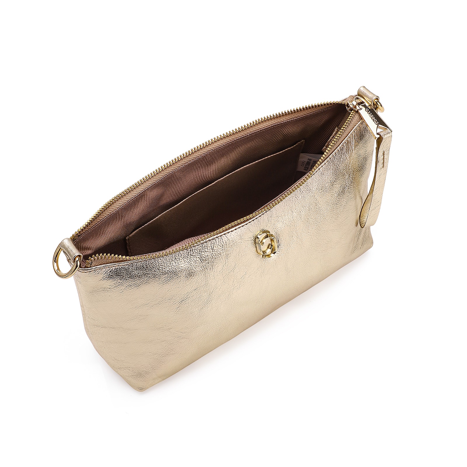 Bolsa De Ombro Couro Dourado