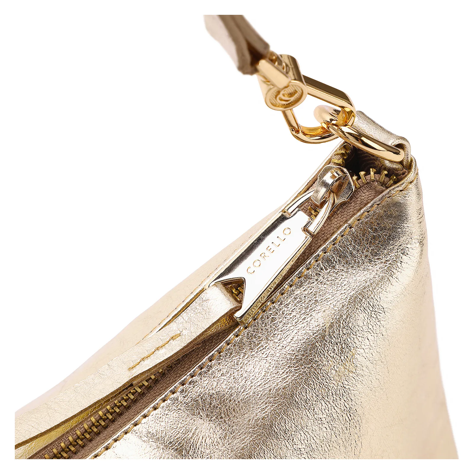 Bolsa De Ombro Couro Dourado
