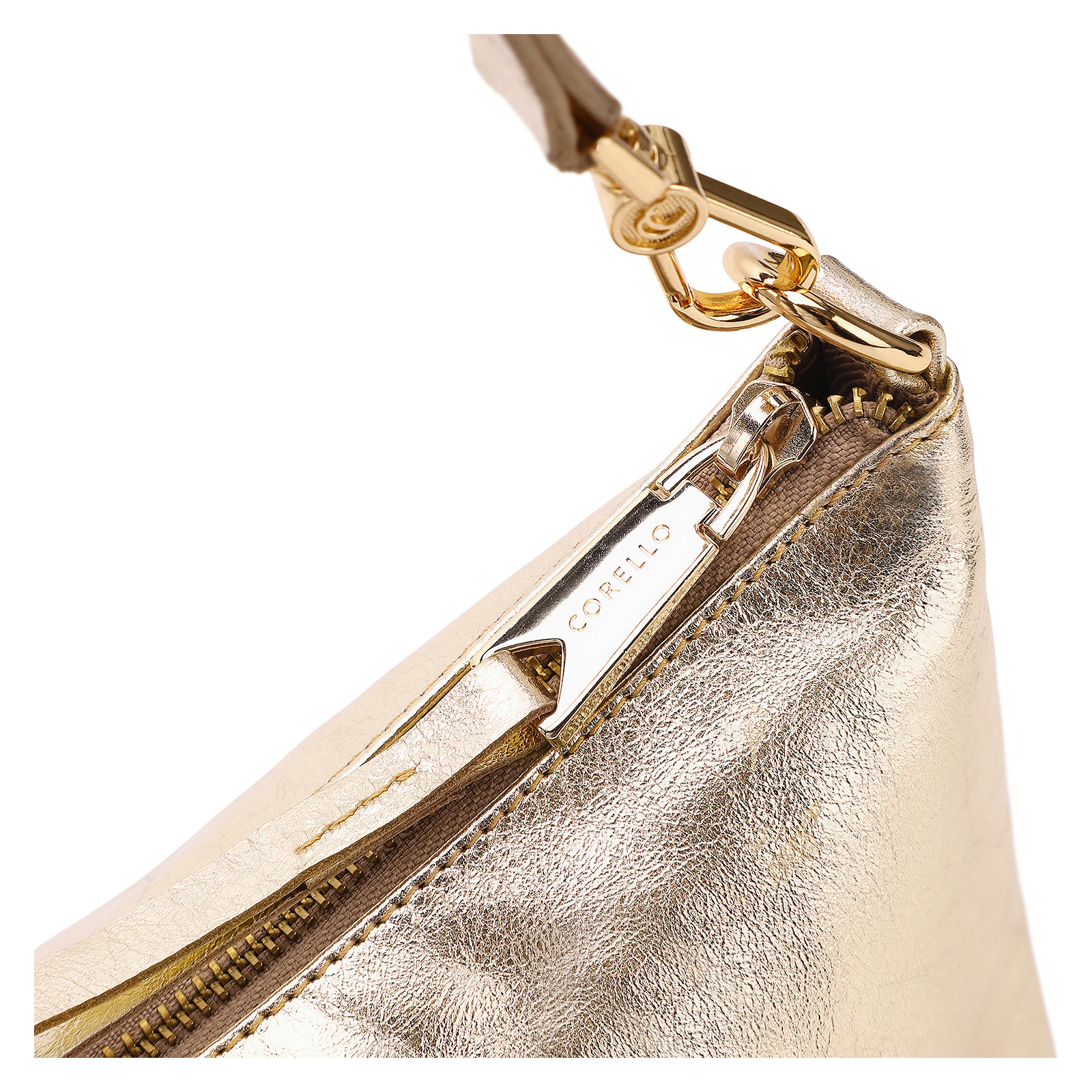 Bolsa De Ombro Couro Dourado