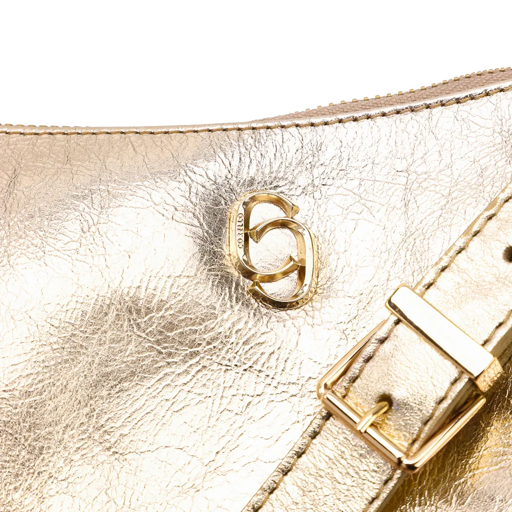 Bolsa De Ombro Couro Dourado - imagem 6