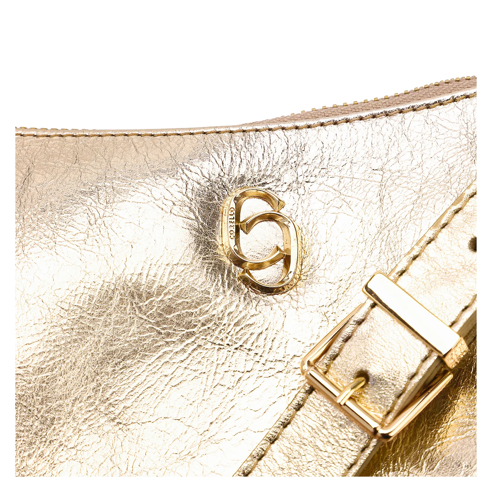 Bolsa De Ombro Couro Dourado