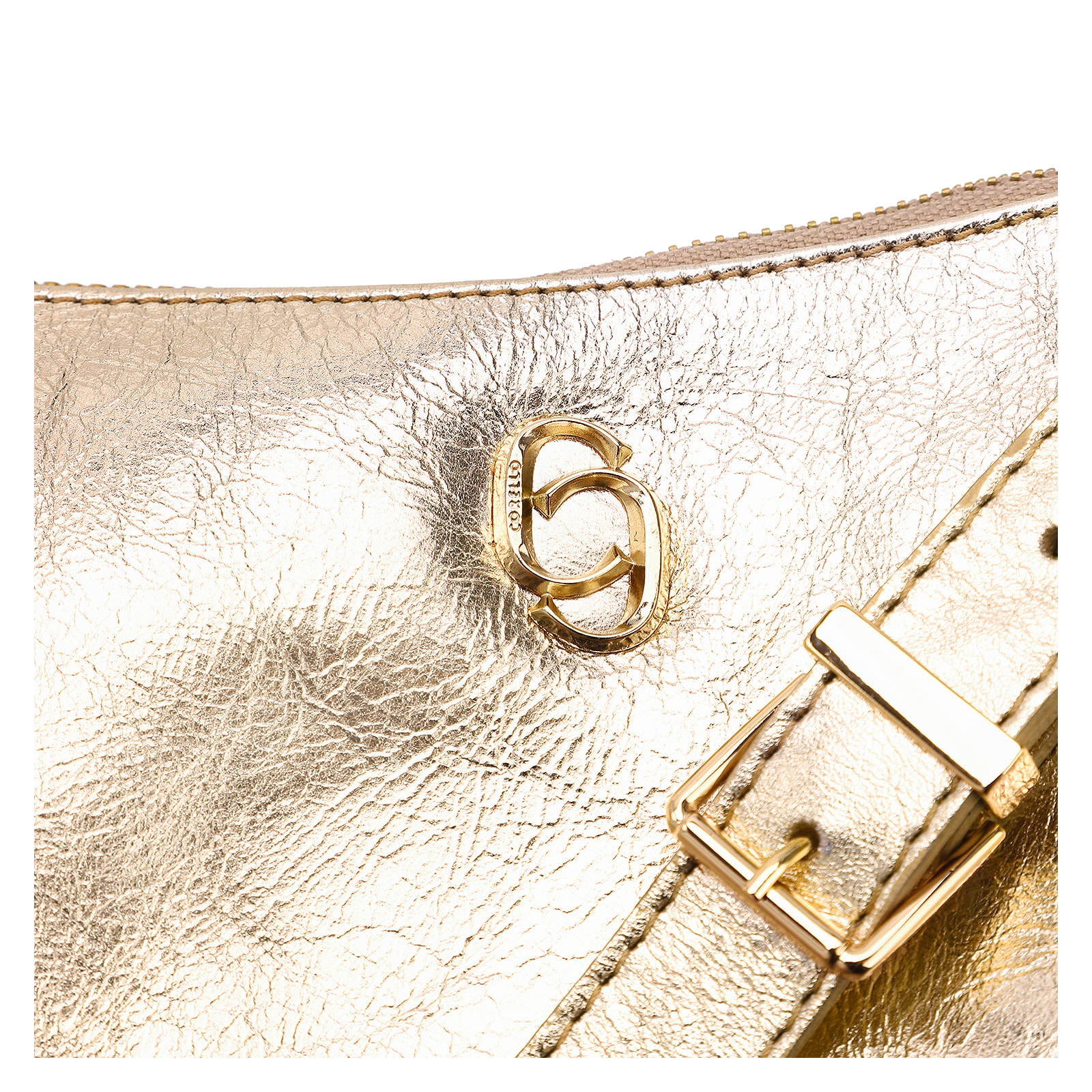 Bolsa De Ombro Couro Dourado