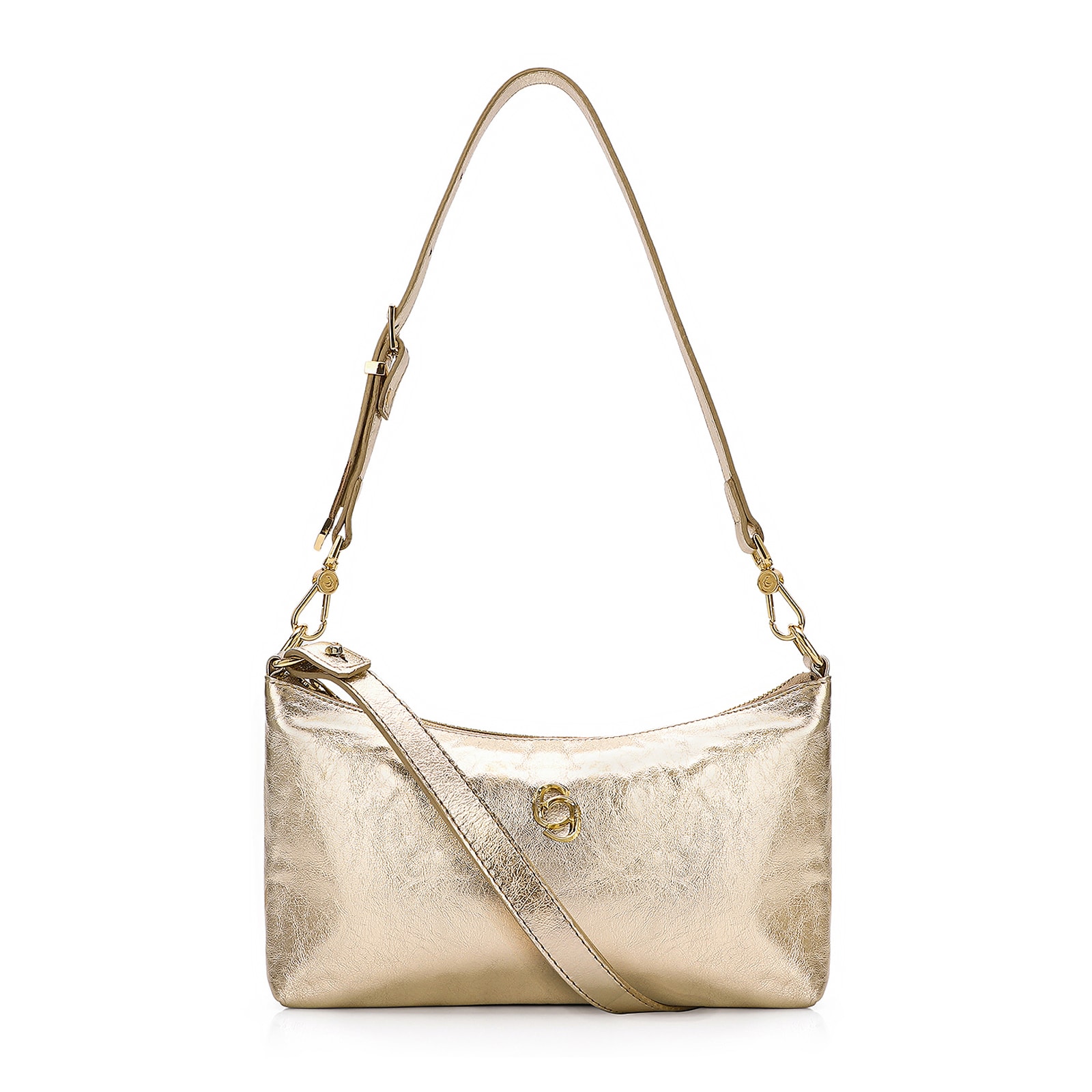 Bolsa De Ombro Couro Dourado