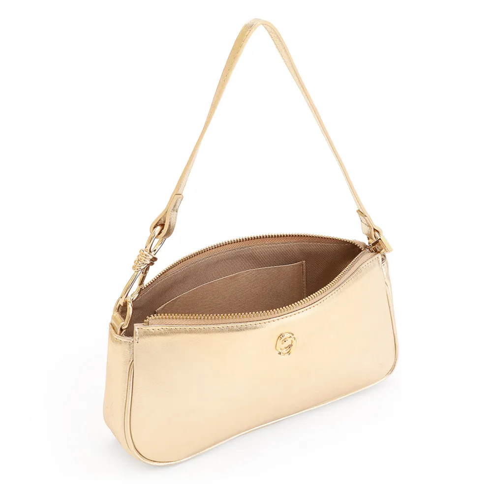 Bolsa De Ombro Couro Dourado - imagem 4