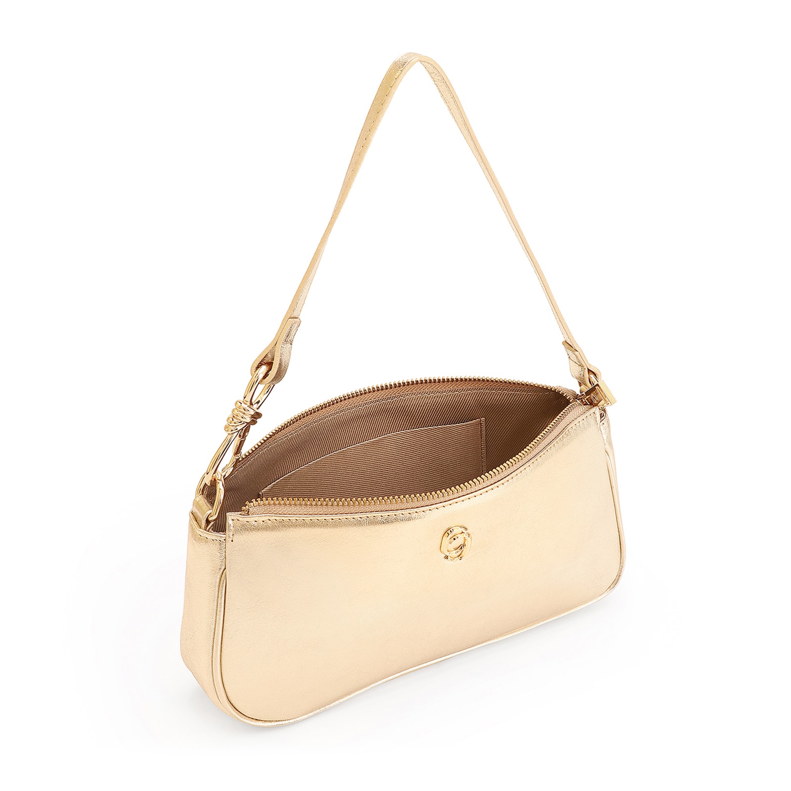 Bolsa De Ombro Couro Dourado