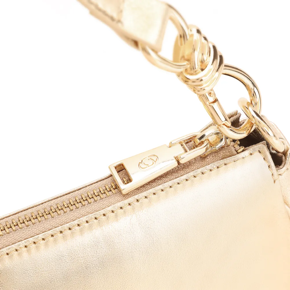 Bolsa De Ombro Couro Dourado - imagem 5