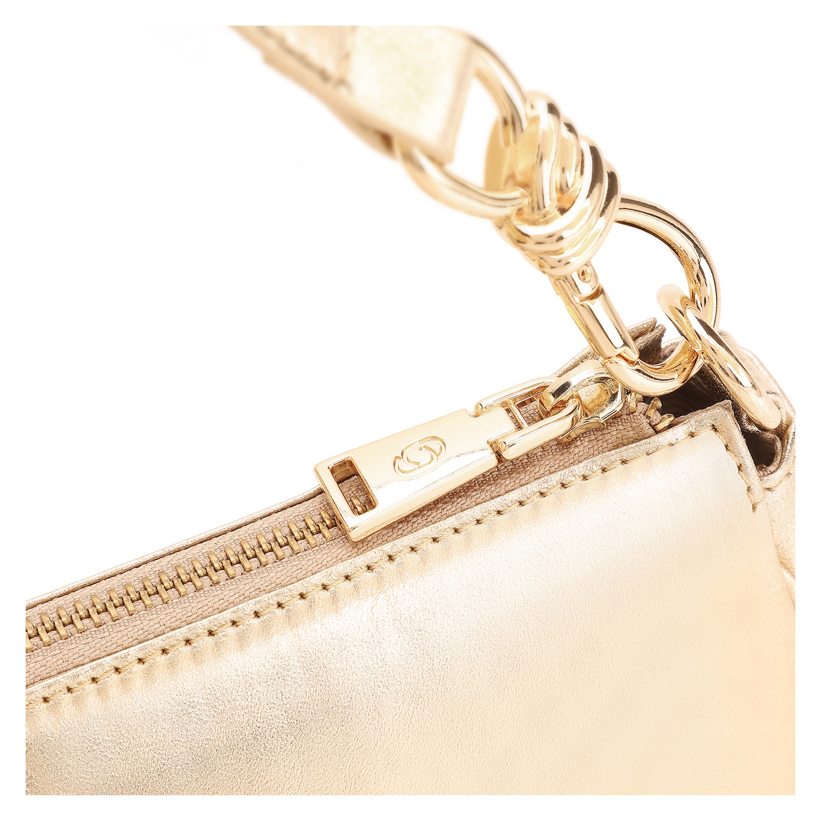 Bolsa De Ombro Couro Dourado