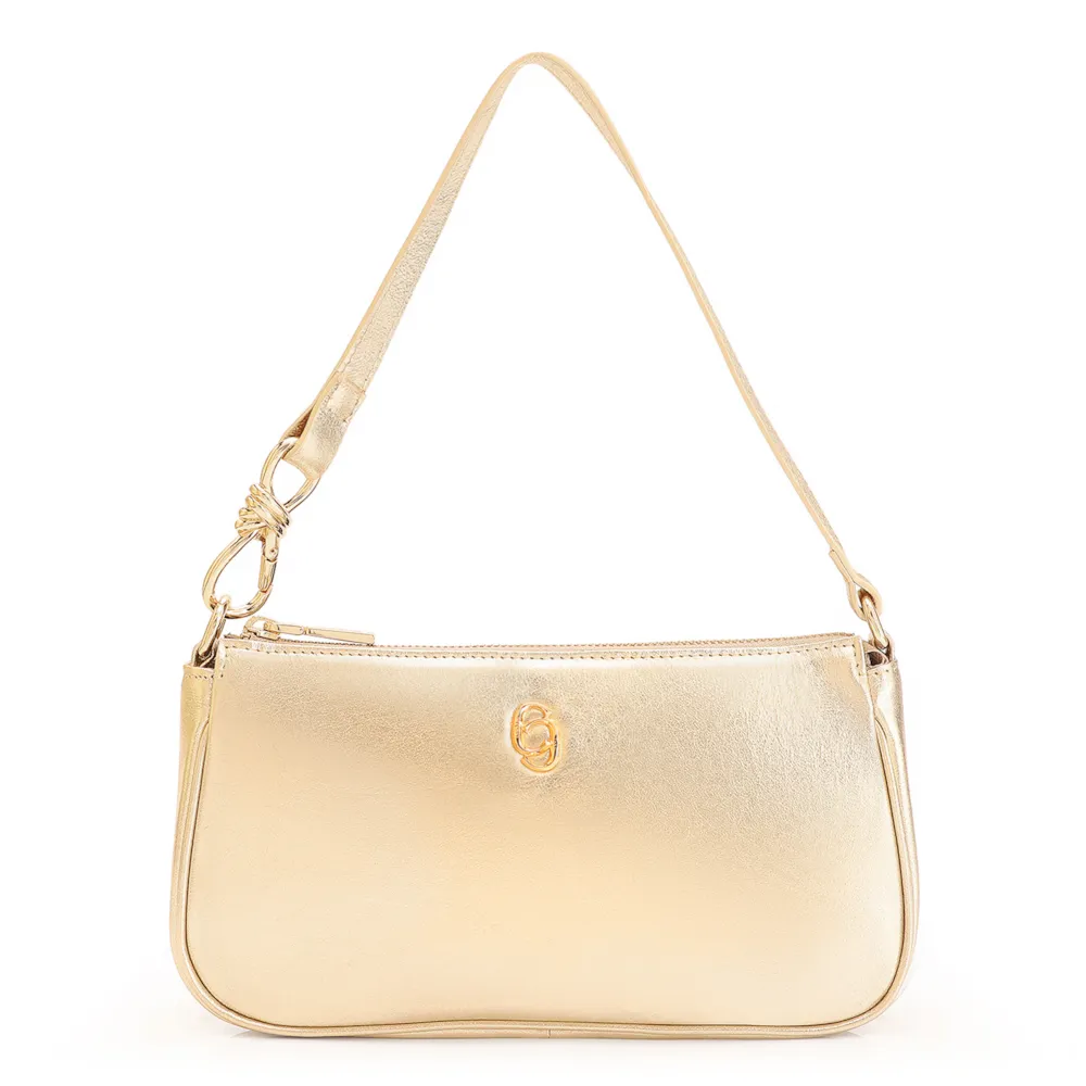 Bolsa De Ombro Couro Dourado