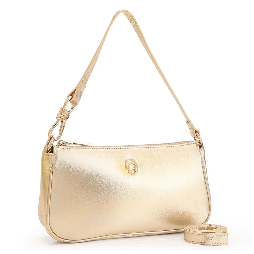 Bolsa De Ombro Couro Dourado - imagem 2