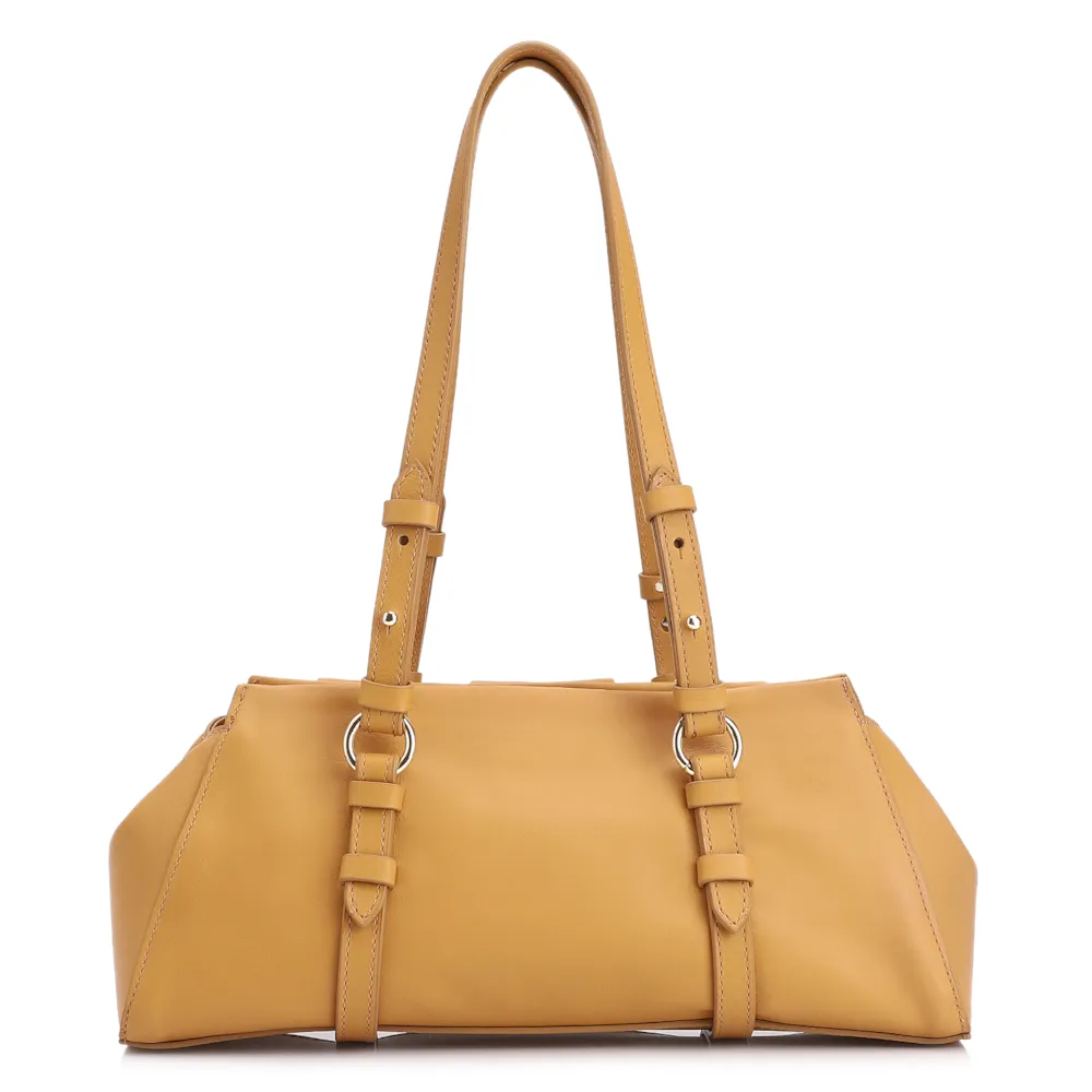 Bolsa De Ombro Couro Drapeado Amarelo - imagem 4
