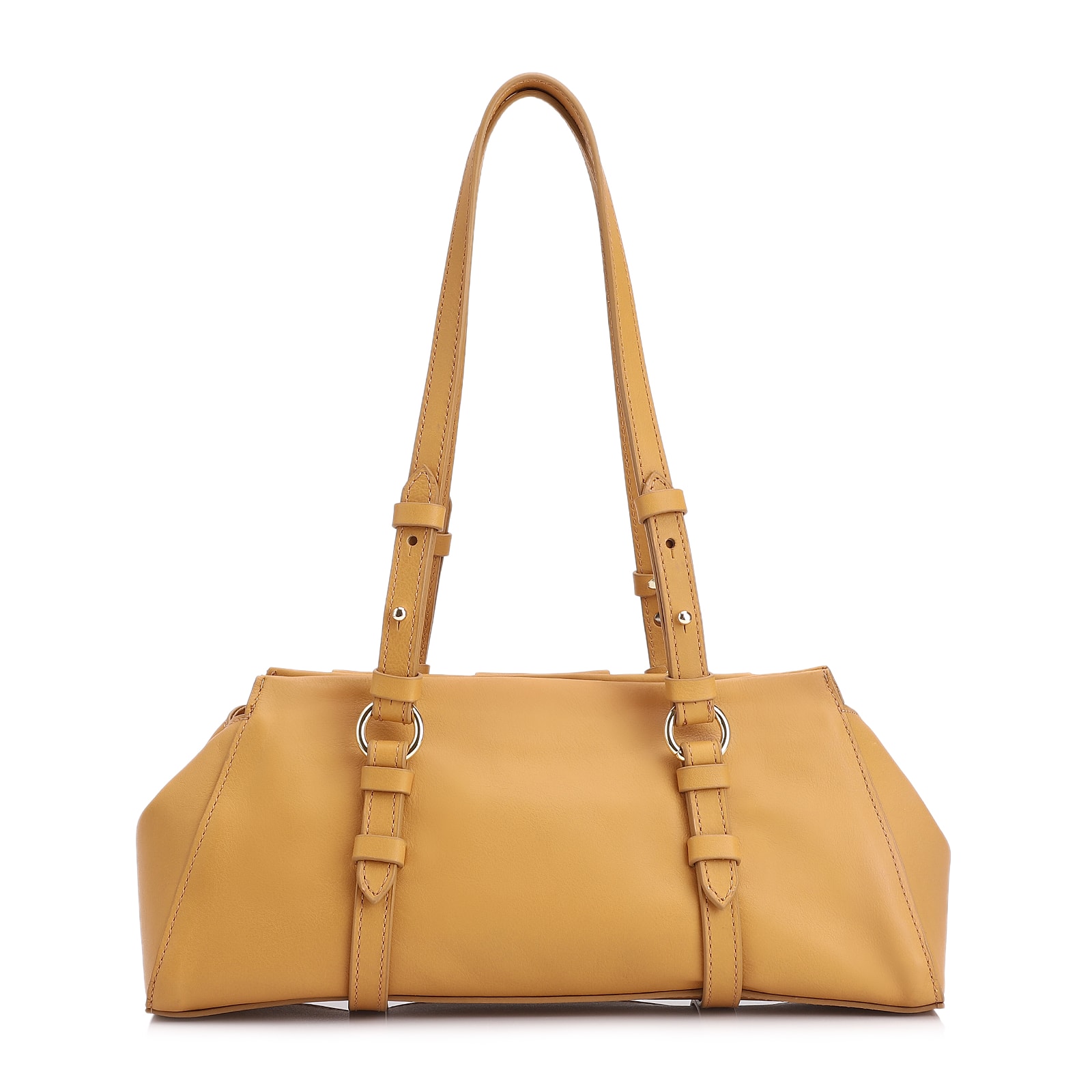 Bolsa De Ombro Couro Drapeado Amarelo