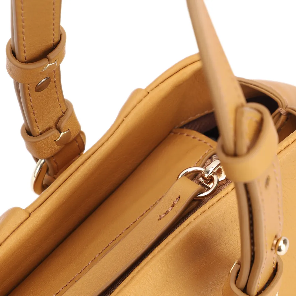 Bolsa De Ombro Couro Drapeado Amarelo - imagem 6