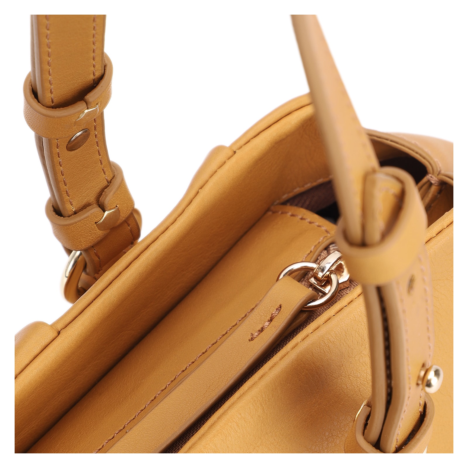 Bolsa De Ombro Couro Drapeado Amarelo