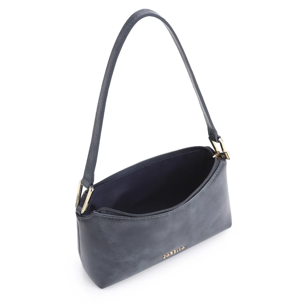 Bolsa De Ombro Couro Estonado Azul - imagem 4