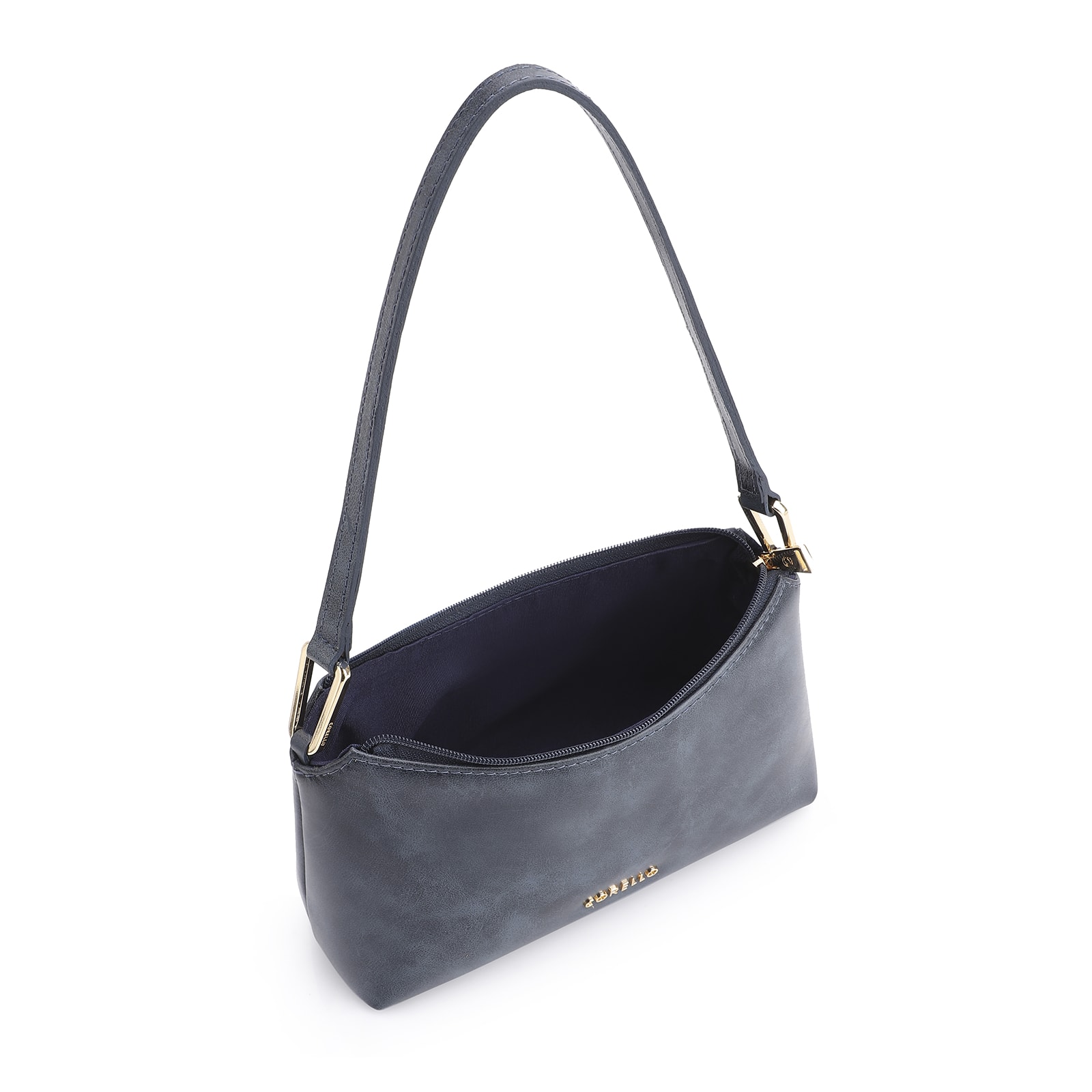 Bolsa De Ombro Couro Estonado Azul